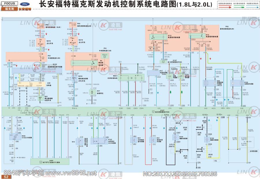 长安福特福克斯 发动机控制系统电路图(1.8L与2.0L)